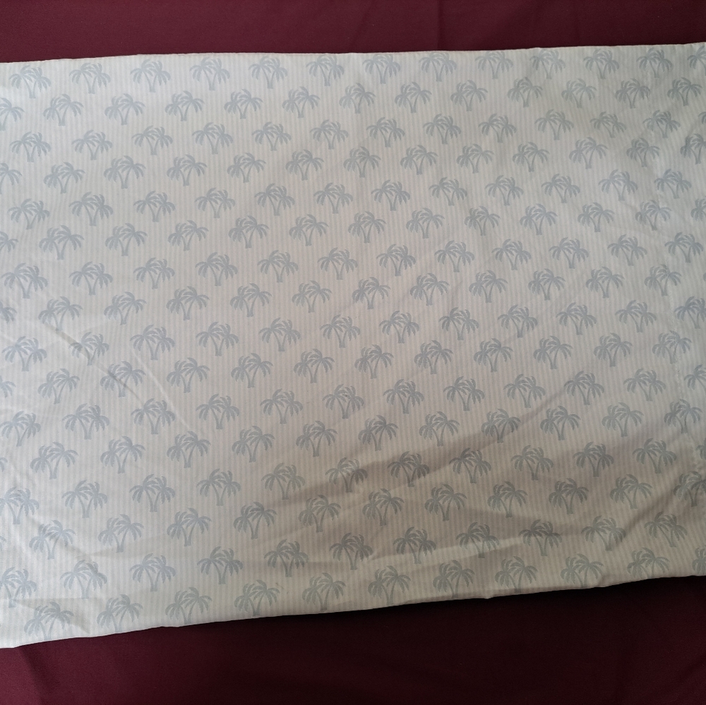 Light Blue Striped with Palm Trees Standard Size Pillowcase